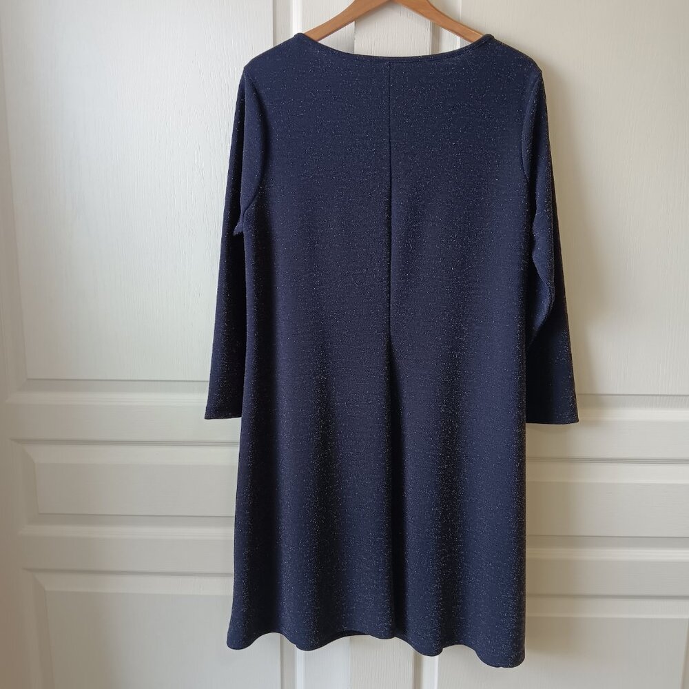 Brina & Em Women's Navy Dane Front Twist Detail Shine Knit Dress Size 1X - Picture 2 of 10